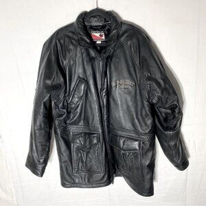 Vintage Canada Sportswear Black Lamb Leather Coat W Drawstring Waist L